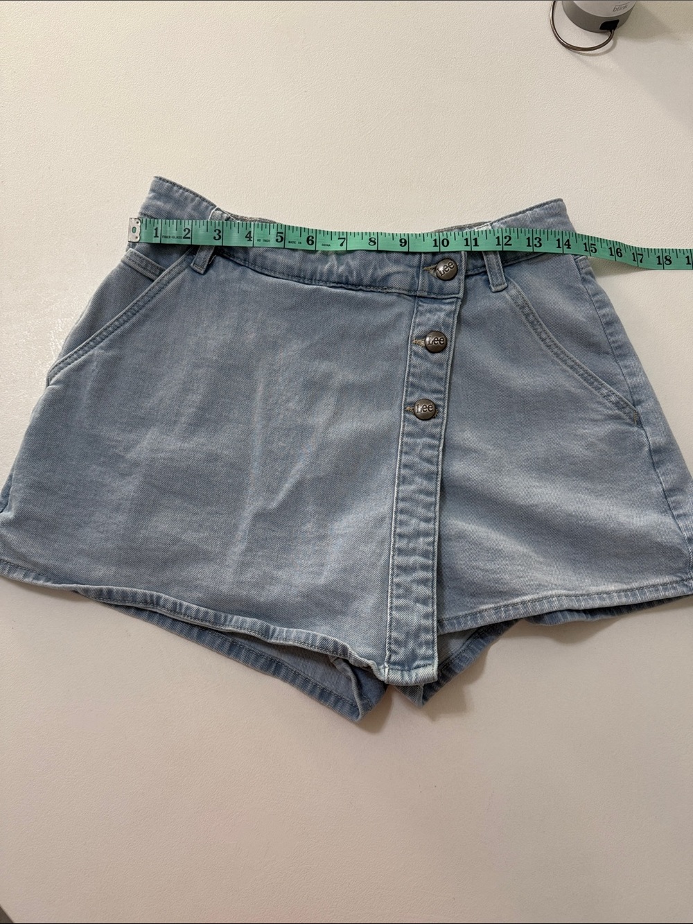 Lee Light Blue Button-Front Denim Skort